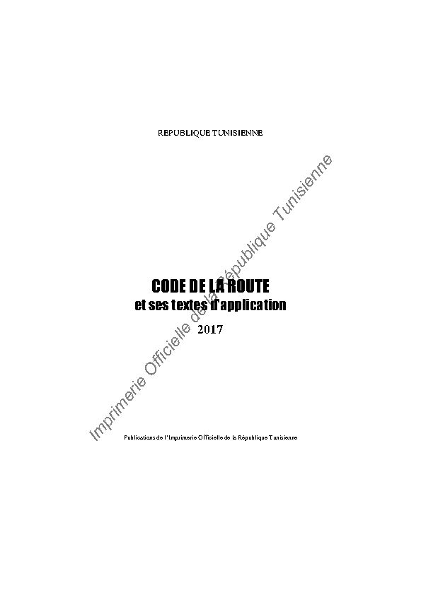 Tunisie - Code de la route 2017 (www.droit-afrique.com)