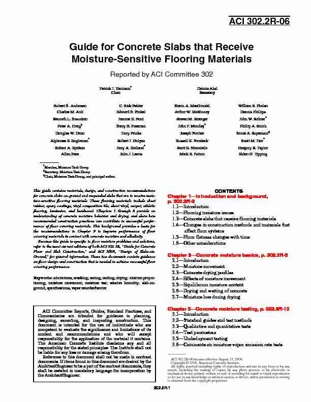 302.2R-06 Guide for Concrete Slabs that Receive Moisture