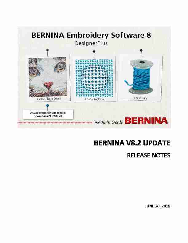 BERNINA V8.2 Update
