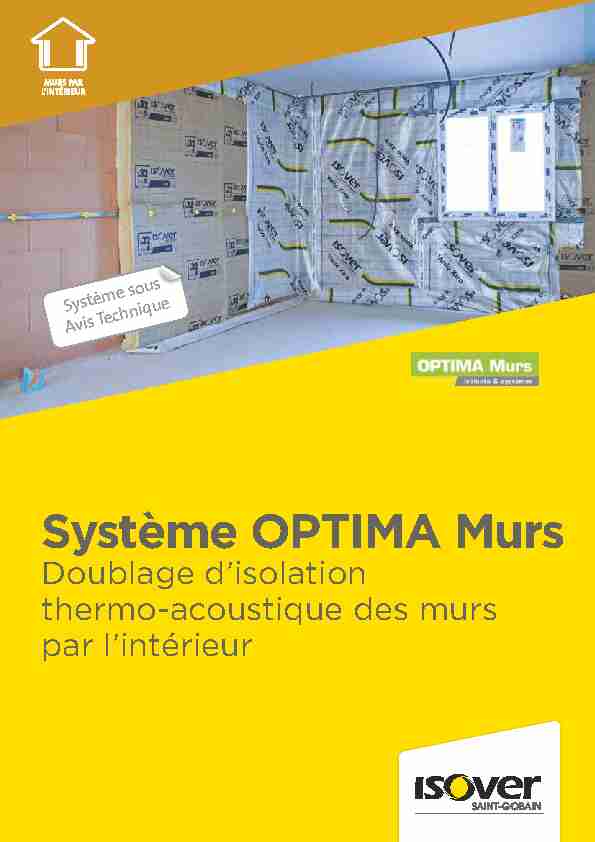 Système OPTIMA Murs - Doublage disolation thermo-acoustique