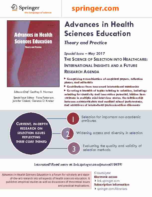 Advances in Health Sciences Education