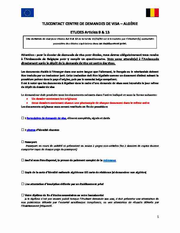 ALGÉRIE ETUDES Articles 9 & 13 - TLScontact