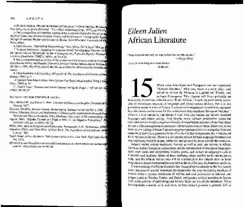 [PDF] African Literature - CORE