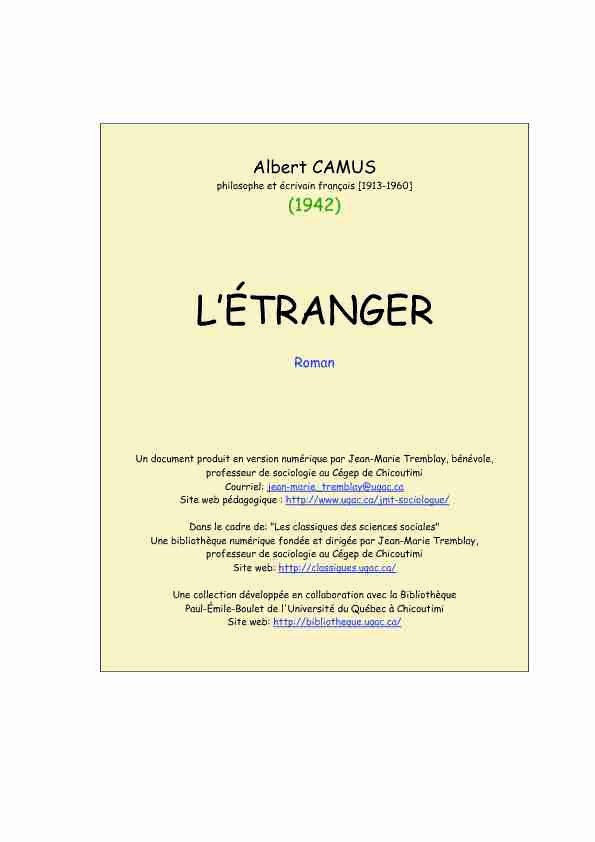 [PDF] CAMUS-Letrangerpdf - Anthropomada