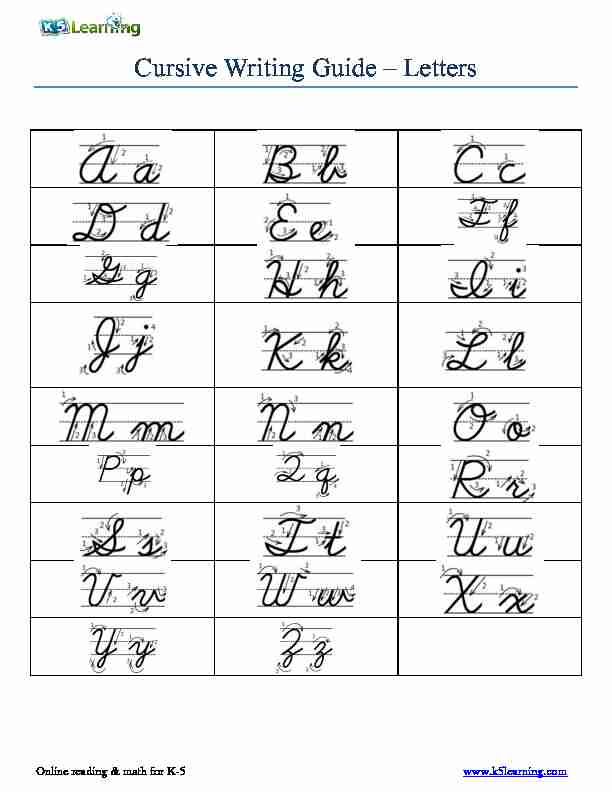 Free Cursive Writing Guide - printable worksheet