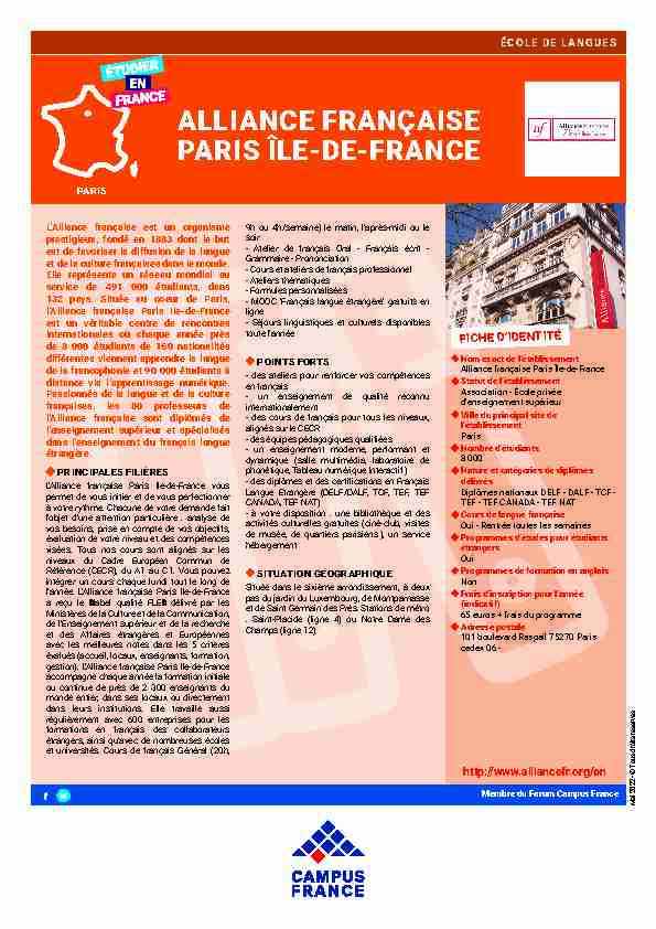[PDF] Alliance française de Paris - Campus France