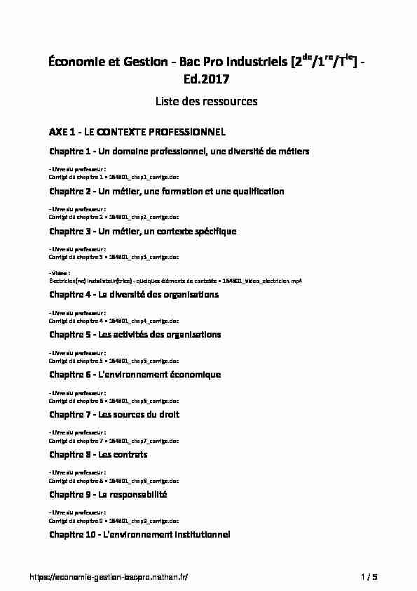 Économie et Gestion - Bac Pro Industriels [2 /1 /T ] - Ed.2017