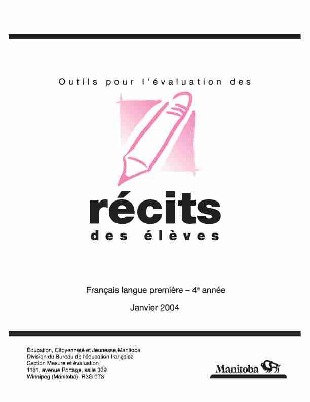 Outils pour lévaluation des récits des élèves - Français langue
