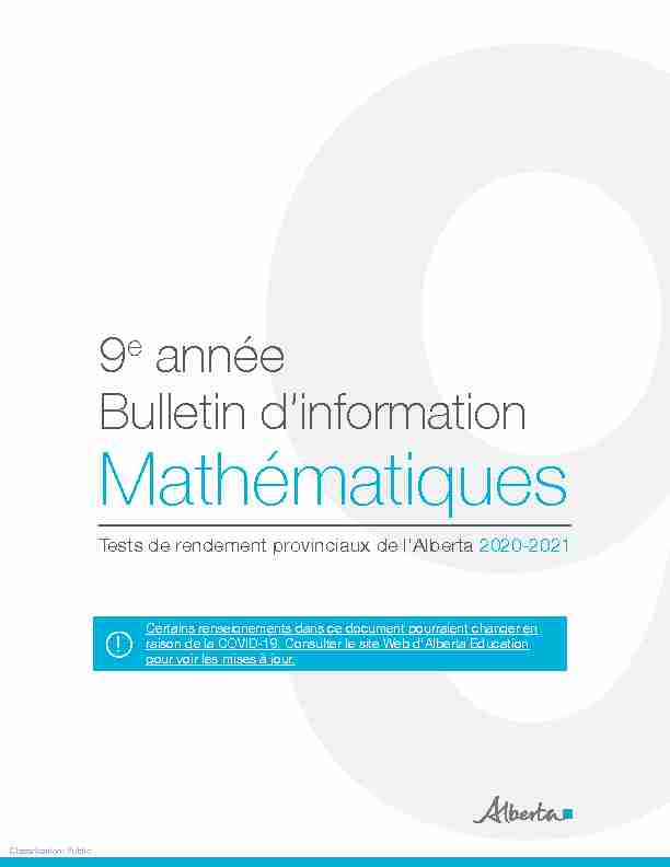 Mathématiques 9e année Bulletin dinformation 2020-2021