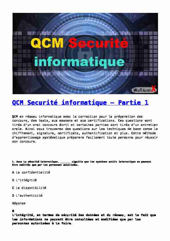 QCM Securité informatique – Partie 1