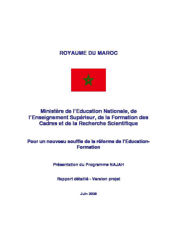 [PDF] ROYAUME DU MAROC Ministère de lEducation Nationale de l