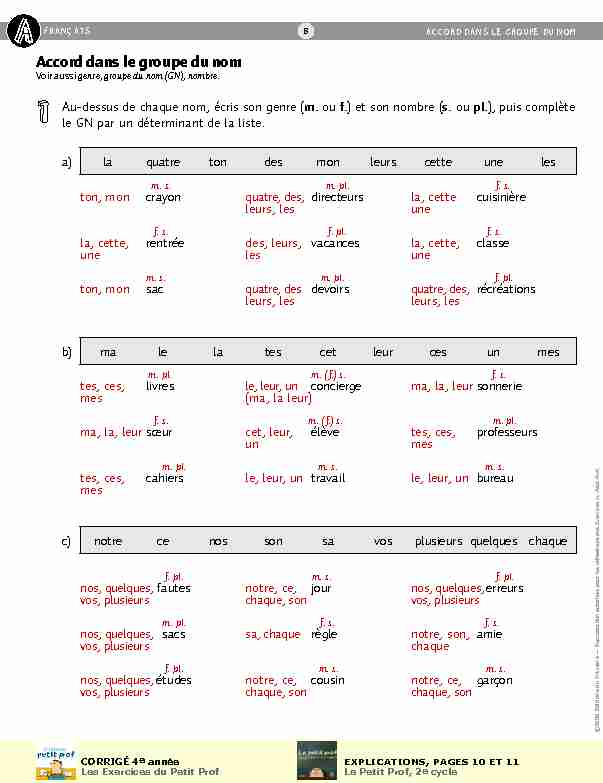 [PDF] Corrigé Français-4e année-Les Exercices du Petit Prof