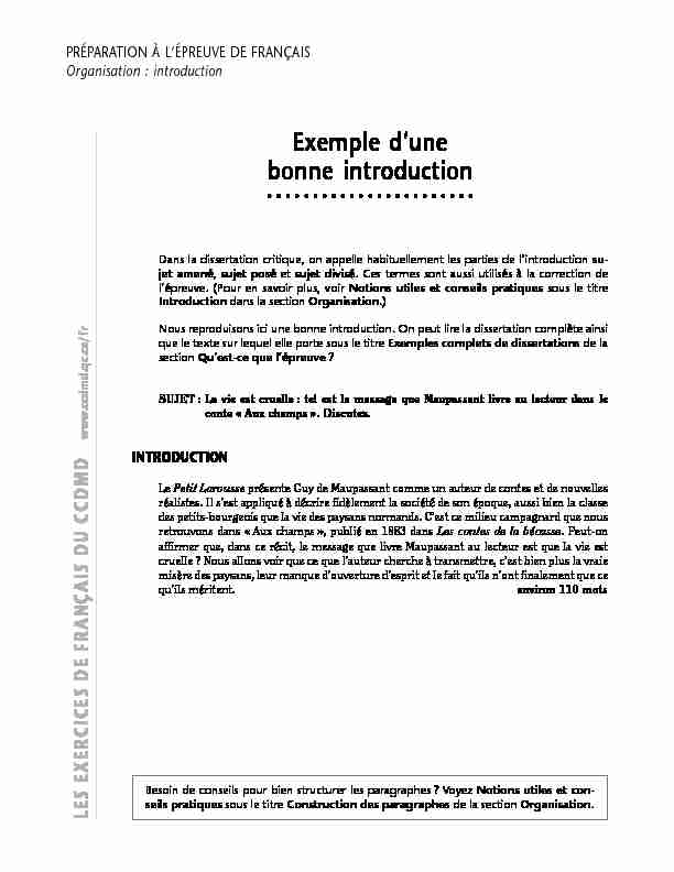 Exemple dune bonne introduction - CCDMD