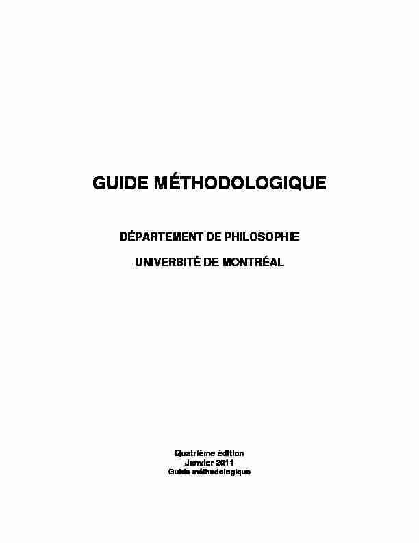 GUIDE MÉTHODOLOGIQUE - Département de philosophie