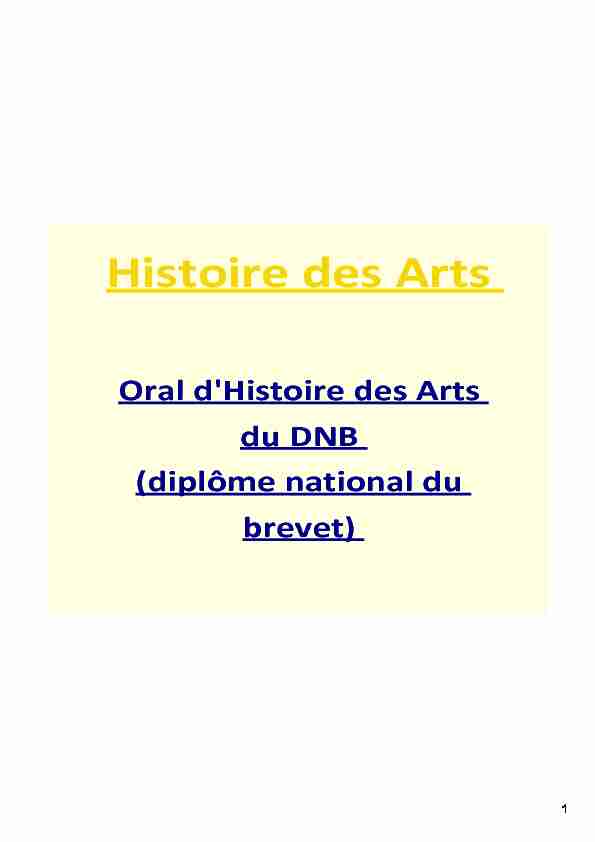 Oral dHistoire des Arts du DNB (diplôme national du brevet)