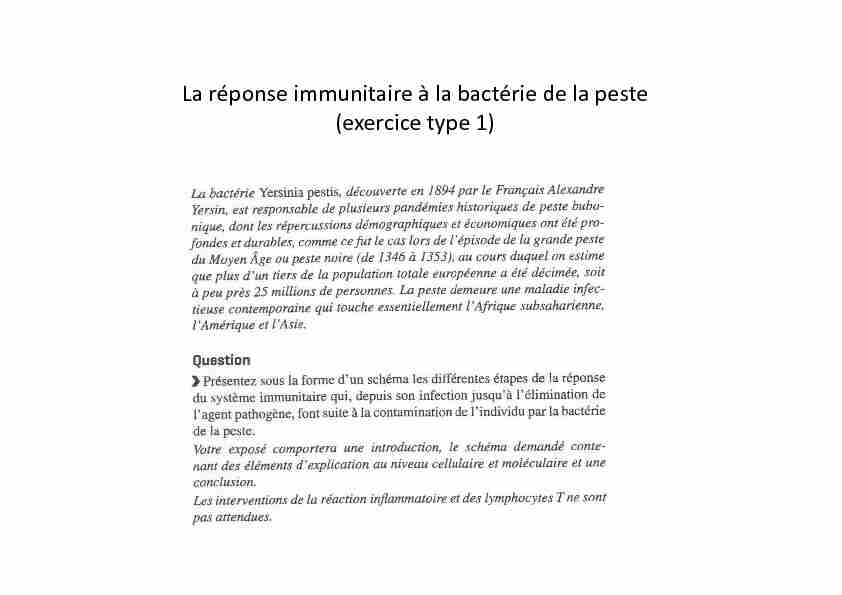 [PDF] La réponse immunitaire à la bactérie de la peste (exercice type 1)