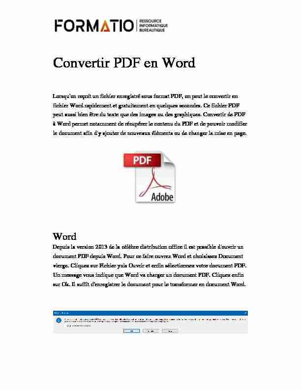 Convertir PDF en Word - Formatio
