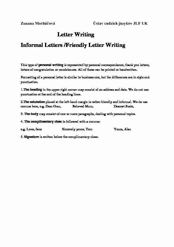 Letter Writing Informal Letters /Friendly Letter Writing