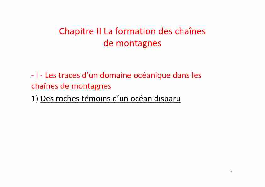 Chapitre II La formation des chaînes de montagnes - Lycée d