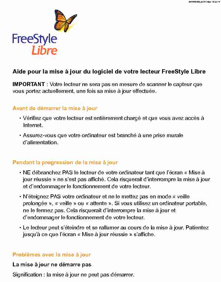 Aide pour la mise à jour du logiciel de votre lecteur FreeStyle Libre