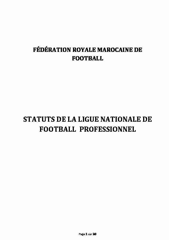 STATUTS DE LA LIGUE NATIONALE DE FOOTBALL