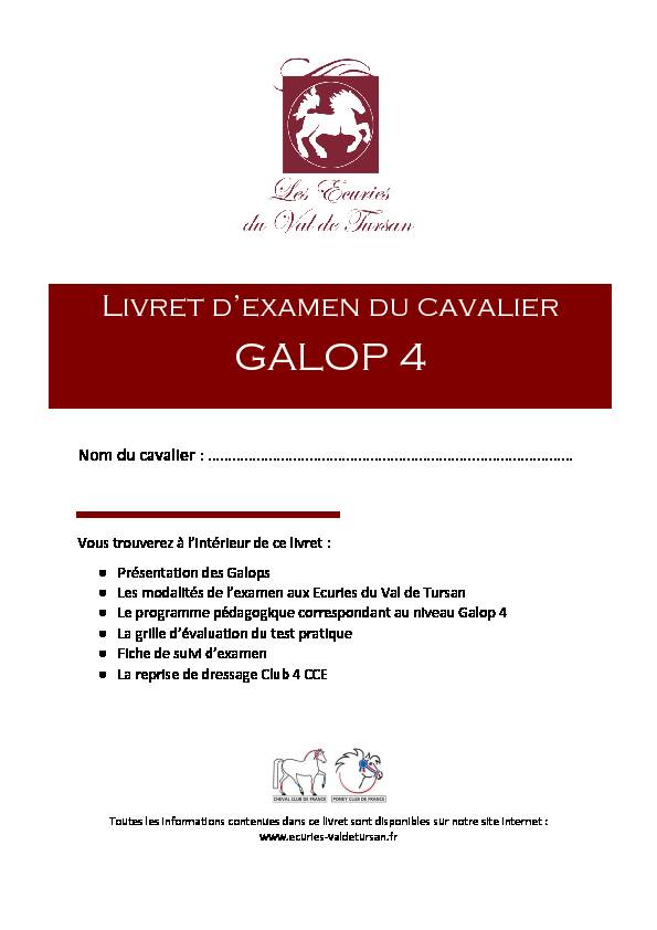Galop 4 - Club hippique du Bousquet