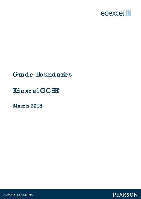 Grade Boundaries Edexcel GCSE