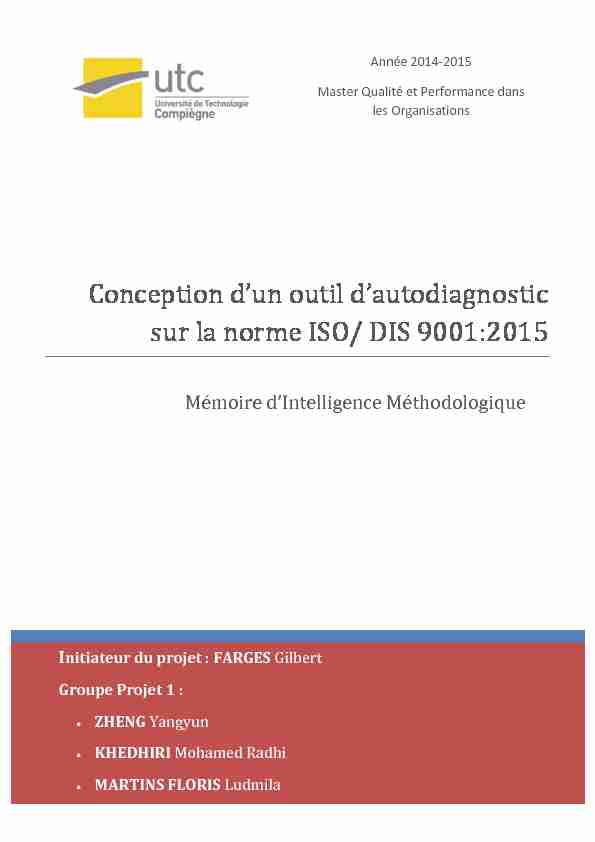 Conception dun outil dautodiagnostic sur la norme ISO/ DIS 9001
