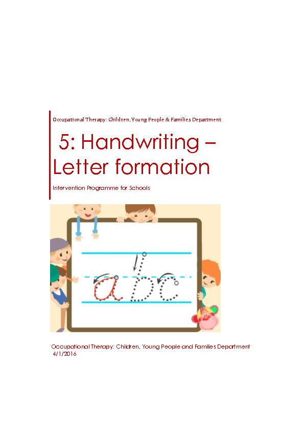 5: Handwriting – Letter formation