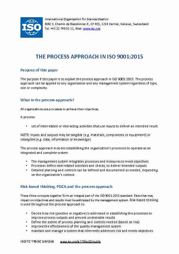 the process approach in ISO 9001:2015