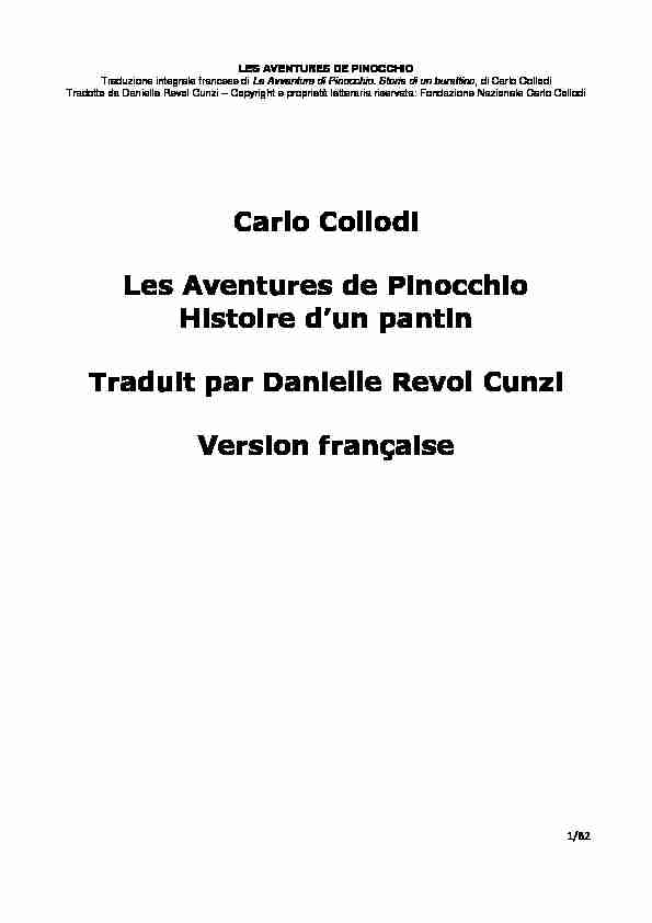 Carlo Collodi Les Aventures de Pinocchio Histoire dun pantin