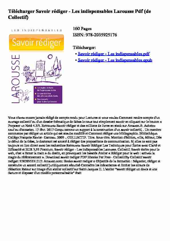 [PDF] Savoir rédiger - Les indispensables Larousse