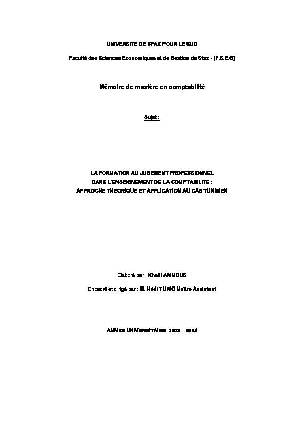 [PDF] Mémoire de mastère en comptabilité - Procomptable