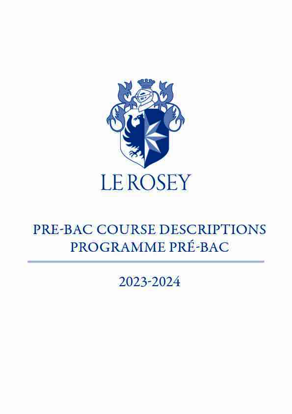 PRE-BAC COURSE DESCRIPTIONS  - Le Rosey