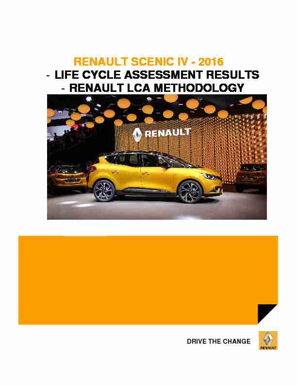 RENAULT SCENIC IV - 2016 - LIFE CYCLE ASSESSMENT RESULTS