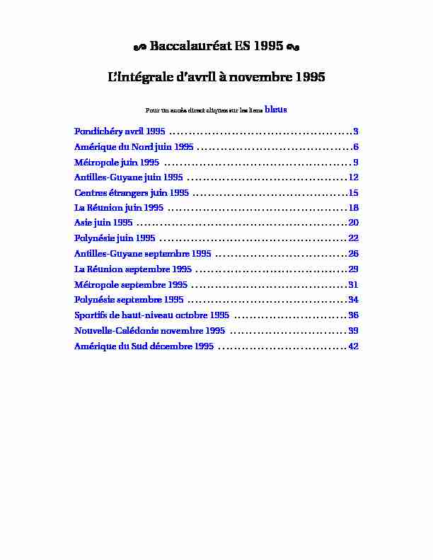 [PDF] Baccalauréat ES 1995 Lintégrale davril à novembre 1995 - lAPMEP