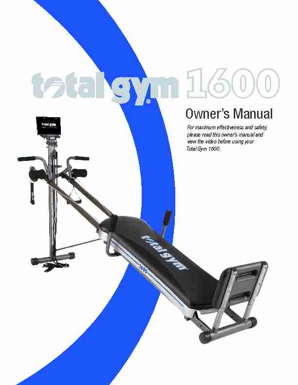 Total Gym 1600 Owners Manual