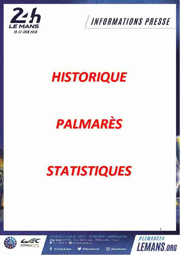 HISTORIQUE PALMARÈS STATISTIQUES