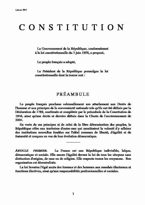 Constitution du 4 octobre 1958 - Conseil constitutionnel
