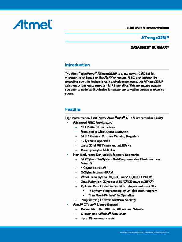 [PDF] ATmega328/P datasheet summary - Octopart