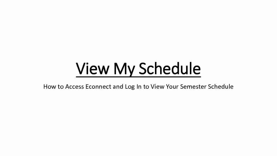 [PDF] View My Schedule