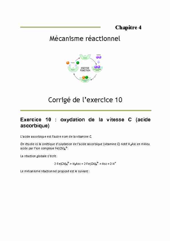 Mécanisme réactionnel Corrigé de lexercice 10