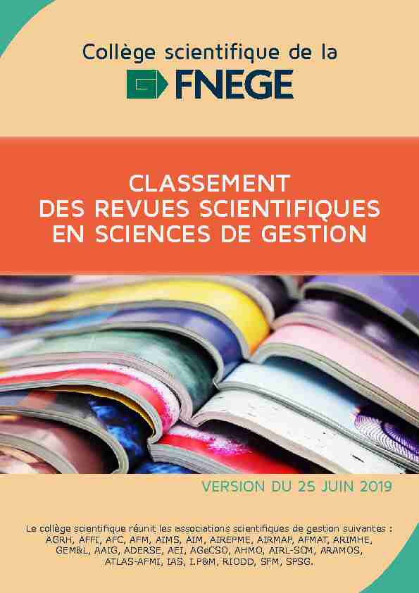 pdf CLASSEMENT DES REVUES SCIENTIFIQUES EN SCIENCES DE GESTION