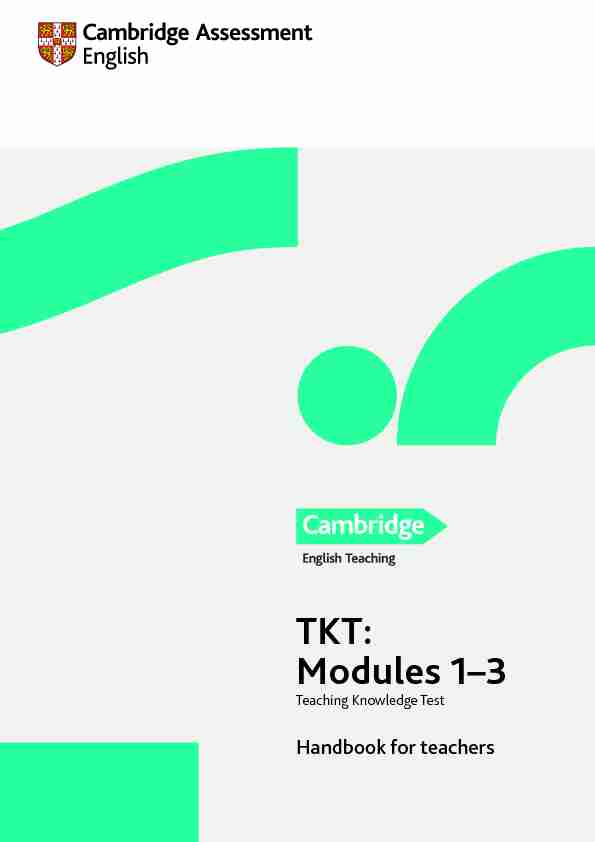 [PDF] TKT 1–3 Handbook for teachers - Cambridge English