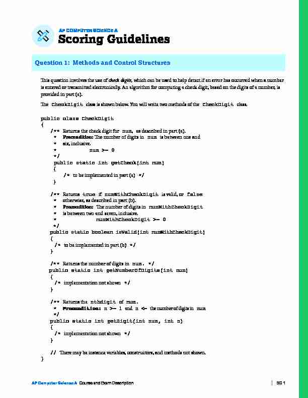 AP Computer Science A Scoring Guidelines for the 2019 CED