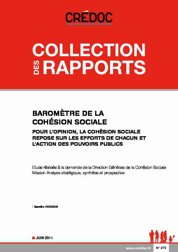[PDF] Rapport Cohésion sociale Collection des Rapports N°275 - Crédoc