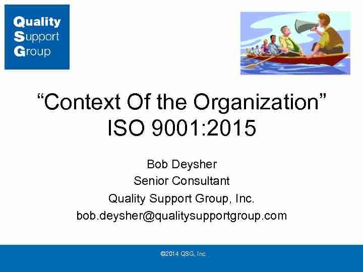 “Context Of the Organization” ISO 9001:2015