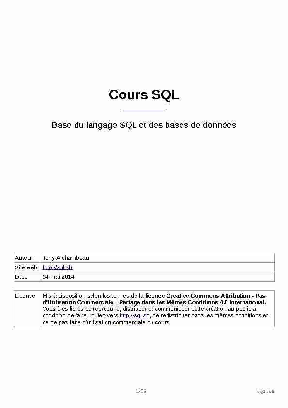 [PDF] Cours SQL - SQLsh