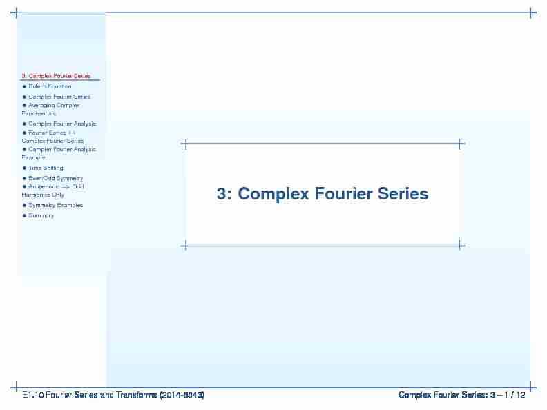 [PDF] 3: Complex Fourier Series