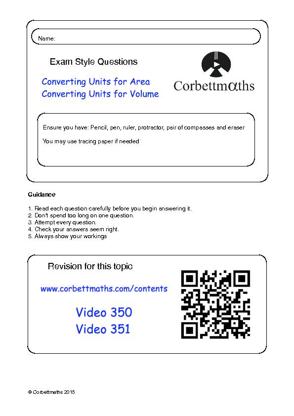 [PDF] Converting areas volumes - Corbettmaths